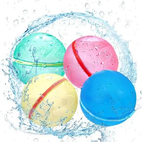 Reusable Water Balloons Self Sealing Quick Fill, Refillable Water Balls Balloons for Boys and Girls, Pool Beach Toys for Kids, Outdoor Activities Water Games Summer Toys, Splash Ball for Fun, 8 Pack