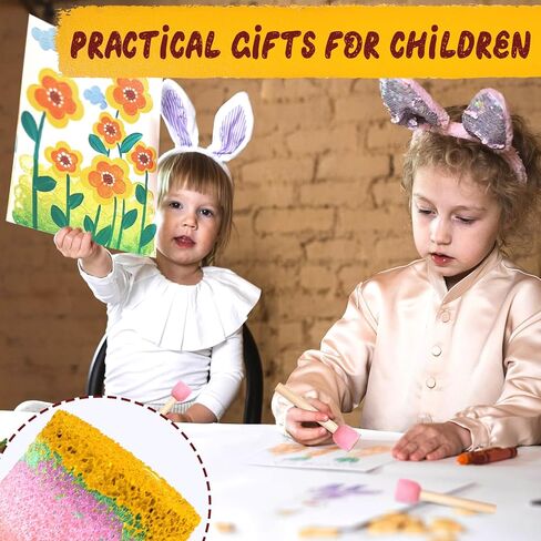 DLOnline 50 Pieces Round Sponge Brush Set, Foam Paint Brushes with Wooden Handle, DIY Painting Tools for Kids Crafts and Arts, 0.8inches, Pink in Kuwait