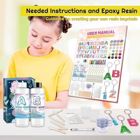 مجموعة قوالب راتنج الحروف الأبجدية من ثريليز مع قوالب السيليكون الأبجدية، وراتنج الإيبوكسي، ومسحوق الميكا، والجليتر، ورقائق الرقائق المعدنية، والشرابات، وحلقات القفز ودبوس فيس لصنع سلسلة المفاتيح in Kuwait