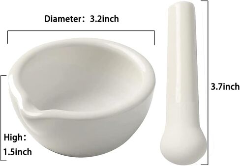 مجموعة مطحنة أعشاب السيراميك، مطحنة حبوب منع الحمل، ملاط ​​ومدقة من البورسلين تستخدم لطحن الزهور المجففة، براعم الورد، الخزامى والأعشاب. in Kuwait