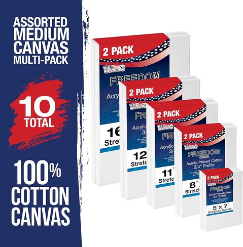 U.S. Art Supply Professional Quality Stretched Canvas, Multipack of 10 in Kuwait