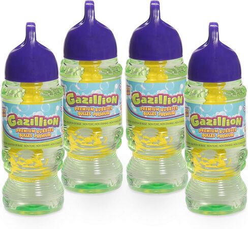 Gazillion Bubbles 10 oz. 4-Pack + 4 Multi Bubble Wands, Non-Toxic, Long-Lasting Bubbles, Great for Kids Parties, Ages 3+ in Kuwait