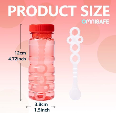 18 عبوة من محلول الفقاعات 4oz من OMNISAFE مع عصا ذات 5 فتحات و18 كيسًا 10 مل من محلول إعادة ملء الفقاعات المركزة، زجاجة ملونة من محلول الفقاعات، لعبة صيفية مبتكرة للأطفال الصغار، لعبة مفضلة للحفلات in Kuwait