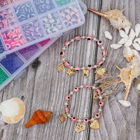 طقم أدوات صنع المجوهرات من الخرز عين الشرير بما في ذلك 12000 قطعة من الخرز الزجاجي و720 قطعة خرز عين الشرير للأساور مما يجعل لوازم الديكور DIY in Kuwait