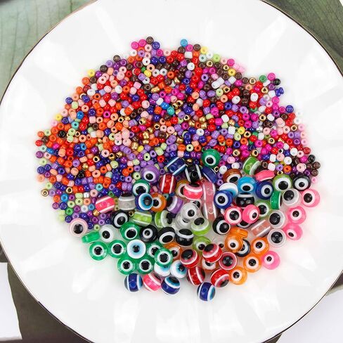 طقم أدوات صنع المجوهرات من الخرز عين الشرير بما في ذلك 12000 قطعة من الخرز الزجاجي و720 قطعة خرز عين الشرير للأساور مما يجعل لوازم الديكور DIY in Kuwait