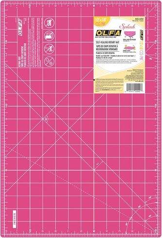 OLFA 12" x 18" Self Healing Rotary Cutting Mat (RM-CG/PIK) - Double Sided 12x18 Inch Cutting Mat with Grid for Fabric, Sewing, Quilting, & Crafts, Designed for Use with Rotary Cutters (Pink) in Saudi Arabia