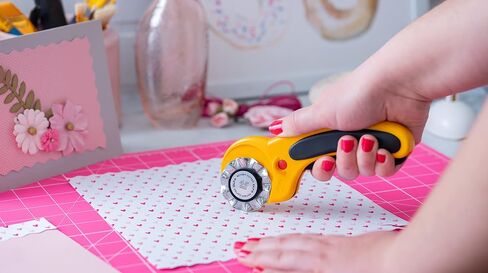 OLFA 12" x 18" Self Healing Rotary Cutting Mat (RM-CG/PIK) - Double Sided 12x18 Inch Cutting Mat with Grid for Fabric, Sewing, Quilting, & Crafts, Designed for Use with Rotary Cutters (Pink) in Saudi Arabia