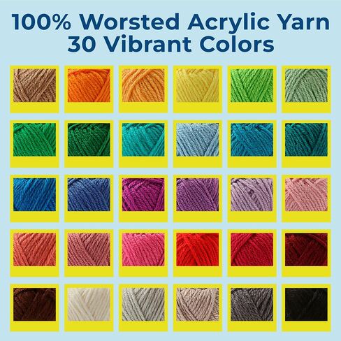 CRAFTWIZ 100% Acrylic Yarn for Crocheting and Knitting - 30x30g Skeins of #4 Worsted Weight Yarn, 1600 Yards of Soft Crochet Yarn, Perfect for Amigurumi Yarn and Other Small Crafts Projects in Saudi Arabia