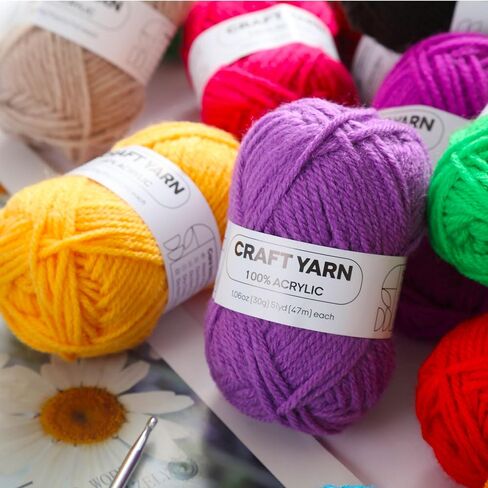 CRAFTWIZ 100% Acrylic Yarn for Crocheting and Knitting - 30x30g Skeins of #4 Worsted Weight Yarn, 1600 Yards of Soft Crochet Yarn, Perfect for Amigurumi Yarn and Other Small Crafts Projects in Saudi Arabia