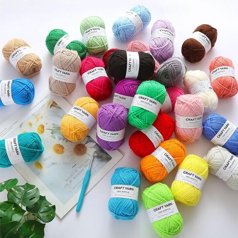 CRAFTWIZ 100% Acrylic Yarn for Crocheting and Knitting - 30x30g Skeins of #4 Worsted Weight Yarn, 1600 Yards of Soft Crochet Yarn, Perfect for Amigurumi Yarn and Other Small Crafts Projects in Saudi Arabia