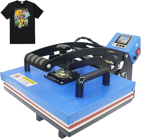 RoyalPress 4 في 1 مكبس حراري 12 بوصة × 15 بوصة ملون LED 30 أونصة كوب احترافي لنقل الحرارة متعدد الوظائف، قبعة/كوب/طبق/قبعة/تي شيرت أزرق (12 بوصة × 15 بوصة 4 في 1) in Kuwait