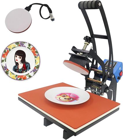 RoyalPress 4 في 1 مكبس حراري 12 بوصة × 15 بوصة ملون LED 30 أونصة كوب احترافي لنقل الحرارة متعدد الوظائف، قبعة/كوب/طبق/قبعة/تي شيرت أزرق (12 بوصة × 15 بوصة 4 في 1) in Kuwait