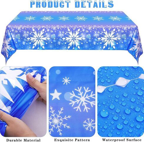 durony 145 Pieces Frozen Birthday Party Supplies Disposable Tableware Winter Snowflake Paper Plates Napkins Cups Forks Tablecloth for Christmas Winter Wonderland Frozen Party Decorations in Kuwait