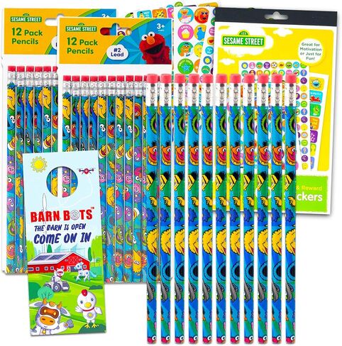 24 قلم رصاص من Sesame Street لمجموعة الفصل الدراسي - حزمة تحتوي على 24 قلم رصاص للأطفال تتميز بملصقات Sesame Street Plus، المزيد | اللوازم المدرسية شارع سمسم in Kuwait