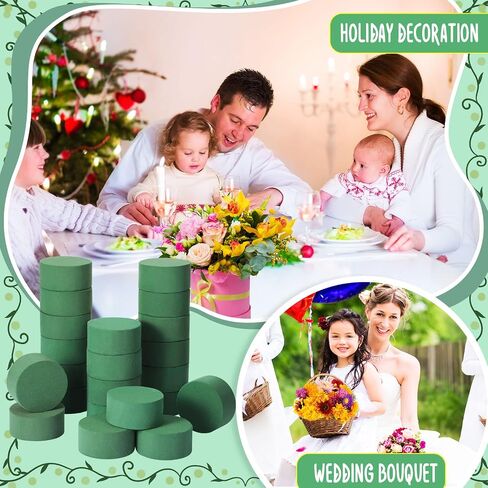 Irenare 50 Pcs Round Floral Foam, 3.15 Inch Florist Floral Foam Blocks Bulk Green Foam Bricks Dry Wet for Flower Arrangement Fresh and Artificial Flowers Wedding Party Decoration Supplies in Saudi Arabia