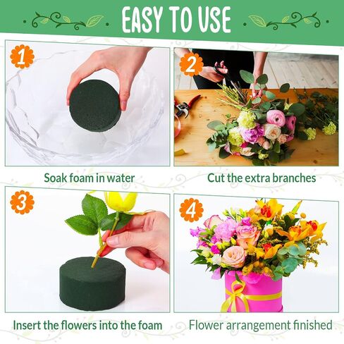 Irenare 50 Pcs Round Floral Foam, 3.15 Inch Florist Floral Foam Blocks Bulk Green Foam Bricks Dry Wet for Flower Arrangement Fresh and Artificial Flowers Wedding Party Decoration Supplies in Saudi Arabia