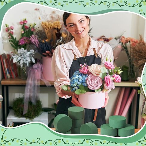 Irenare 50 Pcs Round Floral Foam, 3.15 Inch Florist Floral Foam Blocks Bulk Green Foam Bricks Dry Wet for Flower Arrangement Fresh and Artificial Flowers Wedding Party Decoration Supplies in Saudi Arabia