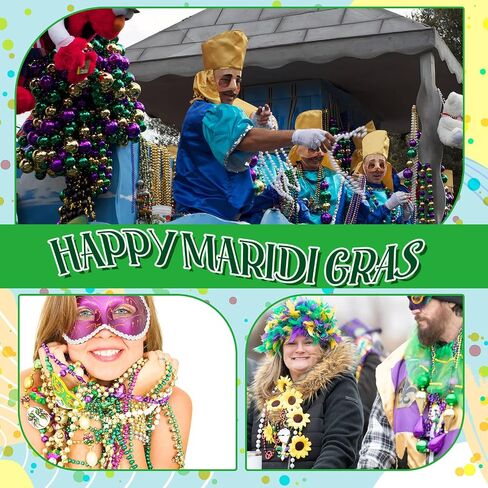 Henoyso 360 Pcs Mardi Gras Beads Necklaces Bulk 32'' 6mm Halloween Multi Colors Carnival Beaded Metallic Party Costume Necklace Accessories for Unisex Halloween Events Party Favors (Retro Colors) in Kuwait