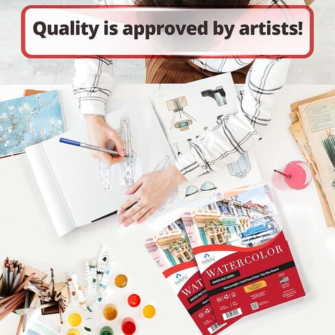 Bellofy Large Watercolor Paper Pad in Set of 2 | 11x14 in Academy Watercolor Paper Kids, Artists & Beginners Enjoy | Watercolor Notebook for All Watercoloring Techniques in Kuwait