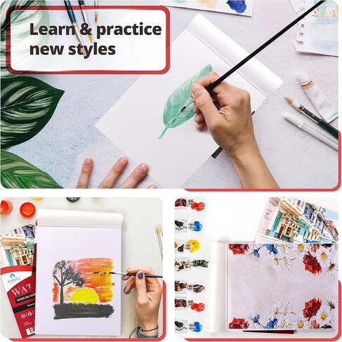 Bellofy Large Watercolor Paper Pad in Set of 2 | 11x14 in Academy Watercolor Paper Kids, Artists & Beginners Enjoy | Watercolor Notebook for All Watercoloring Techniques in Kuwait