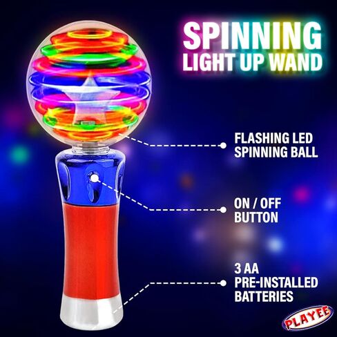 لعبة العصا السحرية المضيئة - عصا كرة دوارة ملونة للاطفال - لعبة حسية مع اضواء LED - لعبة ضوء دوار بقفل الانتباه مع عرض ضوئي ملون - للاولاد والبنات in Kuwait