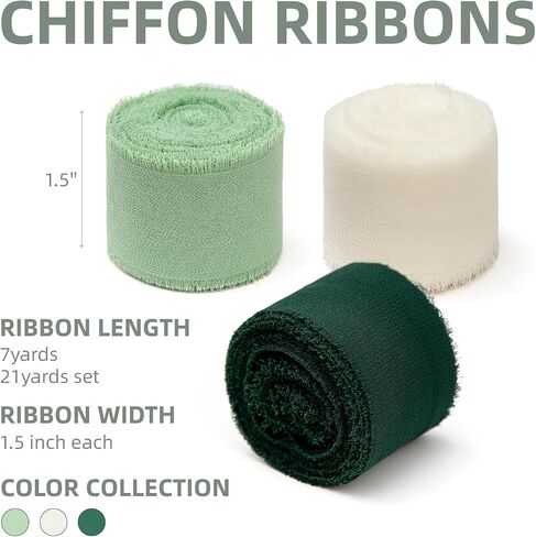 KEOSREE Baby Blue Dusty Blue Chiffon Ribbon Set 1.5" x21Yd(7YardsX3Rolls) in Kuwait