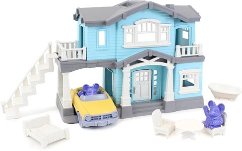 Green Toys House Playset, Blue - 10 Piece Pretend Play, Motor Skills, Language & Communication Kids Role Play Toy. No BPA, phthalates, PVC. Dishwasher Safe, Recycled Plastic, Made in USA. in Saudi Arabia