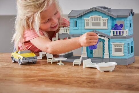 Green Toys House Playset, Blue - 10 Piece Pretend Play, Motor Skills, Language & Communication Kids Role Play Toy. No BPA, phthalates, PVC. Dishwasher Safe, Recycled Plastic, Made in USA. in Saudi Arabia