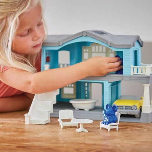 Green Toys House Playset, Blue - 10 Piece Pretend Play, Motor Skills, Language & Communication Kids Role Play Toy. No BPA, phthalates, PVC. Dishwasher Safe, Recycled Plastic, Made in USA. in Saudi Arabia