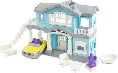 Green Toys House Playset, Blue - 10 Piece Pretend Play, Motor Skills, Language & Communication Kids Role Play Toy. No BPA, phthalates, PVC. Dishwasher Safe, Recycled Plastic, Made in USA. in Saudi Arabia