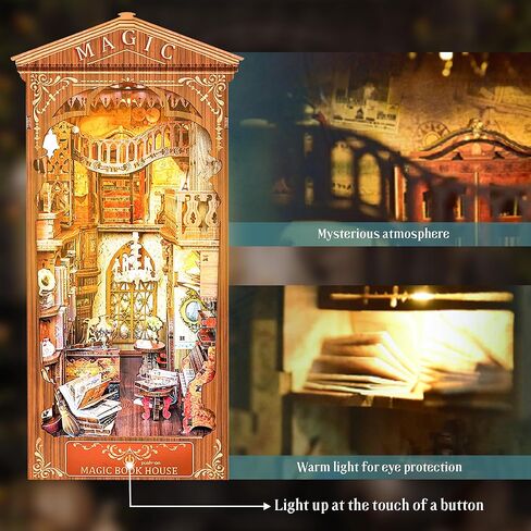 AmaCielo DIY Book Nook Kit، طقم مصغر DIY زوايا كتاب خشبية مع ضوء LED، إدراج ثلاثي الأبعاد لغز خشبي ديكور زقاق هدايا للأطفال أو البالغين (بيت الكتاب السحري) (بيت الكتاب السحري) in Kuwait