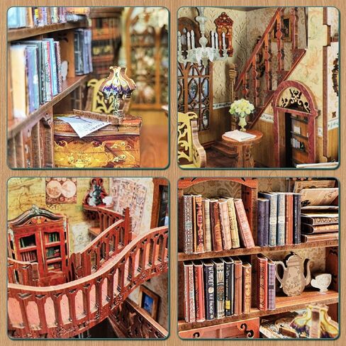 AmaCielo DIY Book Nook Kit، طقم مصغر DIY زوايا كتاب خشبية مع ضوء LED، إدراج ثلاثي الأبعاد لغز خشبي ديكور زقاق هدايا للأطفال أو البالغين (بيت الكتاب السحري) (بيت الكتاب السحري) in Kuwait