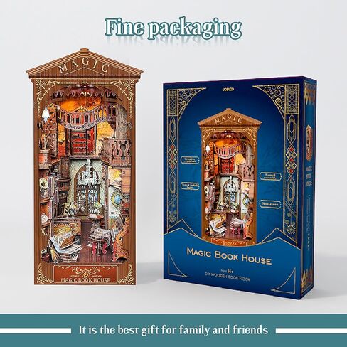 AmaCielo DIY Book Nook Kit، طقم مصغر DIY زوايا كتاب خشبية مع ضوء LED، إدراج ثلاثي الأبعاد لغز خشبي ديكور زقاق هدايا للأطفال أو البالغين (بيت الكتاب السحري) (بيت الكتاب السحري) in Kuwait