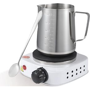 مجموعة صنع الشموع بنفسك وعاء صب الشموع مع لوح تسخين كهربائي لاذابة الشمع، طبق تسخين الشموع مع ملعقة من الستانلس ستيل، لوازم صنع الشموع للبالغين والمبتدئين، تصميم فوهة صب in Kuwait