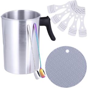 وعاء إذابة الشموع، مجموعات صناعة الشموع صناعة يدوية الصنع بوزن 1.8 كجم، إبريق تشكيل من الألومنيوم لصنع الشمع، وعاء إذابة الشمع مع مقبض مقاوم للحرارة وفوهة الصب in Kuwait