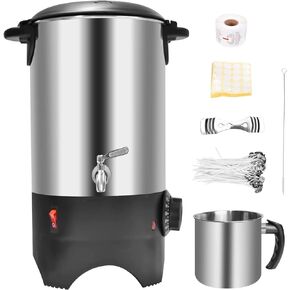 SNNplapla 10 Qts Wax Melter for Candle Making Candle, Wax Melting Pot, Large Commercial Candle Maker Machine with Pour Spout and Temperature Control for Business Home, Silver (XG-144)