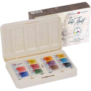مجموعة ألوان مائية للفنانين من White Nights مكونة من 12 مقلاة كاملة سعة 2.5 مل، صندوق بلاستيكي IWS، نظام ألوان فريد وتصميم من تصميم Nevskaya Palitra in Kuwait