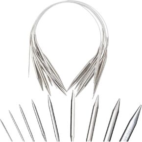 مجموعة ابر حياكة دائرية من الستانلس ستيل للمبتدئين من 9 قطع مقاس US 0-15 (16 انش) in Kuwait