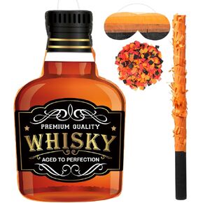 Panelee Adult Pinata with Stick Tassel Blindfold Confetti Beer Mug Pinatas Champagne Whisky Tequila Bottle Pinata Set for Adult Women Men Bachelor Birthday Wedding Anniversary Party (Whisky) in Kuwait