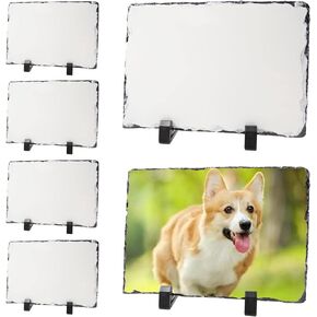okba 6 حزمة التسامي لائحة الفراغات DIY حجر مخصص لائحة 6x8 بوصة إطار الصورة نقل الحرارة صخرة صورة لوحة مع عرض موقف الديكور لسطح المكتب تذكارية