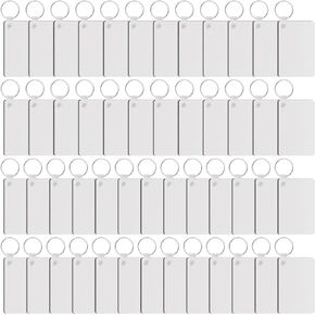 Duufin 150 Pieces Rectangle Sublimation Keychain Blanks Double Side Heat Transfer Blanks MDF Blank Board Key Rings Blanks for Sublimation DIY and Craft