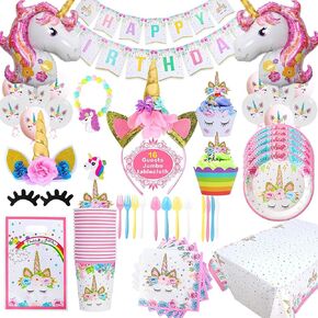 GONGYIHONG Unicorn Party Supplies for Girls - Unicorn Birthday Decorations with Plates Disposable Tableware for Unicorn Theme Party in Kuwait