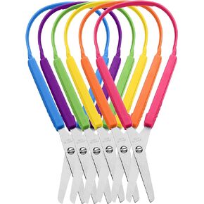 Special Supplies Loop Scissors for Teens and Adults 8 Inches (6-Pack) Colorful Looped, Adaptive Design, Right and Lefty Support, Small, Easy-Open Squeeze Handles, Supports Elderly and Special Needs in Kuwait