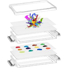 جيتيك باليت مبللة للمصغرات مع ورق باليت واسفنجات مبللة مكونة من طبقتين مع غطاء تبقى رطبة للطلاء، تحافظ على الدهانات رطبة ومنعشة، 107 قطعة in Kuwait
