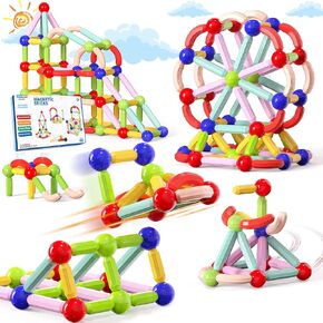 Magdiy كتل مغناطيسية للأطفال الصغار ألعاب حسية للأطفال بعمر 3 سنوات فما فوق، ألعاب بناء العصي المغناطيسية للأطفال الذين تتراوح أعمارهم بين 3-5 و4-8 سنوات، ألعاب التوحد التعليمية لمرحلة ما قبل المدرسة ومونتيسوري، هدايا عيد الميلاد in Kuwait
