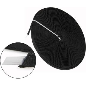 Ech.Apr 12 Yards Casing Boning for Sewing, Plastic Boning Cotton Covered, Sew-Through Boning Support for Corsets, Evening Gowns, Lingerie, Hats, Wedding Dress (Black-12mm)