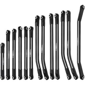 TREAL SCX10 PRO Links Set Aluminum 7075 CNC Machined Lower Upper Steering Linkages (13pcs) Upgrades Parts(Black)