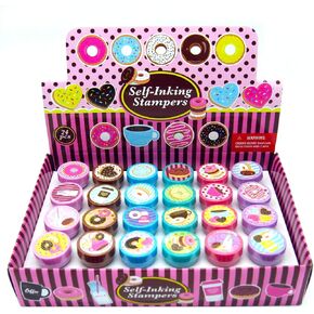 TINYMILLS 24 Pcs Donuts Stampers for Kids Donut Party Favors Goodie Bag Stuffers Pinata Fillers Classroom Rewards Carnival Prizes in Saudi Arabia