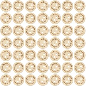 Shapenty Wooden Handmade Buttons 2 Holes Sewing Buttons for Homemade Gift Giving Crochet Knitting Craft Projects Scrapbook Clothing Hats Sweater Decor Accessories, 50PCS (25mm)
