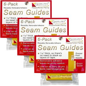 Guidelines4quilting 6-Pack Seam Guides - Peel-and-Stick, Removable Adhesive Leaves No Residue. Accurate Fabric Guide for Sewing. Perfect Height for Double-Layered Fabric. Fits All Sewing Machines